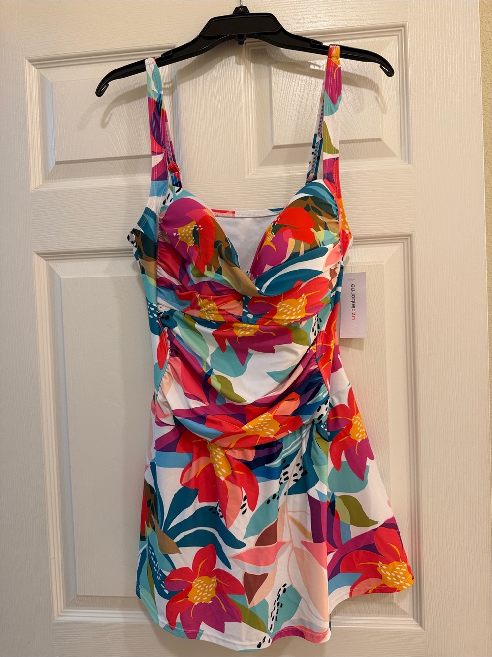 Liz Claiborne Multicolor Floral One-Piece Swim Dress - Pink, Teal, Orange